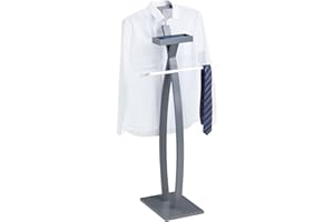 IDIMEX Appendiabiti da uomo Robin, bellissimo appendiabiti con gruccia, pratico appendiabiti con ripiano per gioielli, moderno servo femminile in grigio