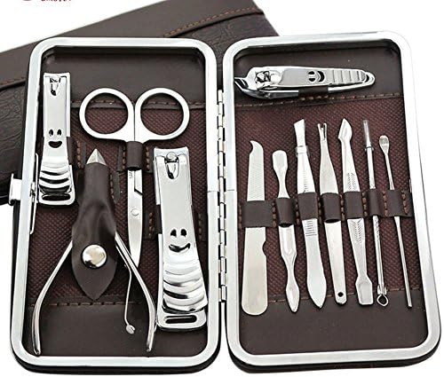 12 pcs Travel Home Nail Care Kit Cutter Clipper Manicure Cuticle Case Tool with Case