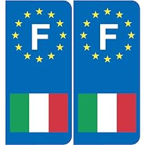 Autocollant F Europe Pour Plaque Immatriculation - Dimensions Officielles 4,5x9,8cm - Lot De 2
