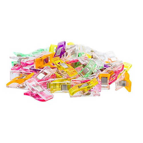 HOOMIL 50 Stück Nähklammern 27 * 11.5 mm Nähen Klammern Zubehör für Nähen, Quilting Clips, Basteln, Häkeln, Klammern, Stricken etc – H3106 (7 Farben) - 4
