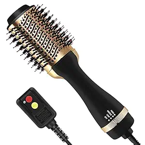 Hot Air Brush, Hair Dryer Brush Hair Dryer & Volumizer 3 in 2 Brush Blow Dryer Styler, Golden