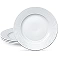 NUTRIUPS 10.5in Dinner Plates, White Ceramic Plates, 27cm Round Plate, Microwave & Dishwasher Safe Dining Serving Dishes, Set of 4