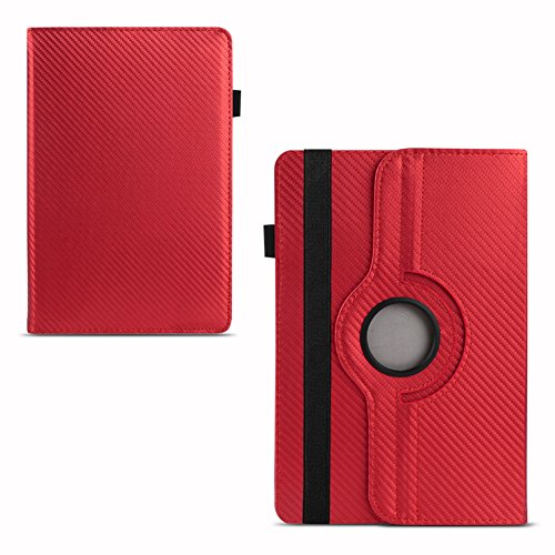 NAUC Tablet Schutzhülle für Ihr Medion Lifetab X10311 X10302 P10400 P10506 P10505 S10366 S10352 P10356 S10346 S10345 aus Kunstleder mit praktischer Standfunktion und 360° Drehfunktion kombiniert Schutz und Design Hülle Cover Case Tasche, Farben:Rot - 6