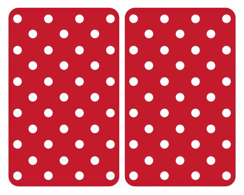 WENKO 2521344100 Herdabdeckplatte Universal Punkte - 2er Set, für alle Herdarten, Gehärtetes Glas, 30 x 1.8-4.5 x 52 cm, Mehrfarbig