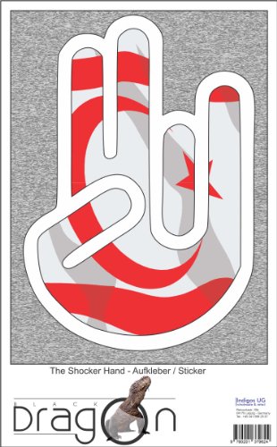 The Shocker Hand Decal Sticker Laptop skin 210x144 mm white Outline with Flag North Cyprus-Nord-Zypern
