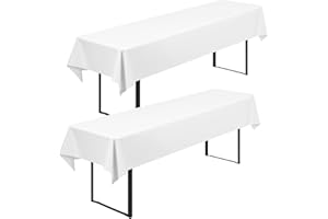 LUMAYCENS 2 Stück Biertisch Tischdecke Universal für 50cm u.70cm Biertische Hussen für Biertisch Biertischhussen Blickdichte Biertisch-Husse Bierzeltgarnitur Waschbar Biertischdecke 100x250cm(Weiß)
