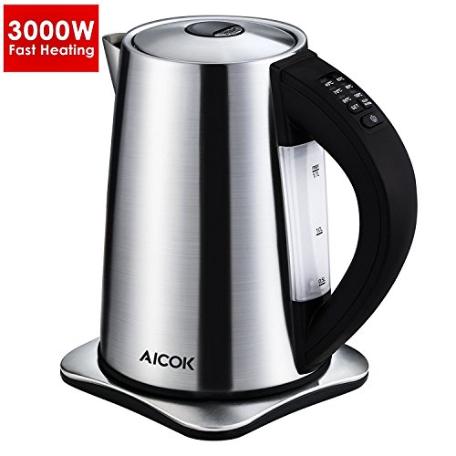 Aicok Kettles Electric 3000W High Power for Fast Heating, Professional Temperature Control Kettle With 6 Temp Setting, Brushed Stainless Steel...