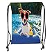 Produktbild Trsdshorts Drawstring Backpacks Bags,Funny,Jack Russell Dog with Sunglasses Sitting on The Lake Beach Puppy at Beach Picture,Multicolor Soft Satin,5 Liter Capacity,Adjustable String Closure,T
