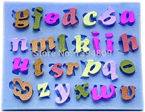 Inception Pro Infinite SA091 - Alphabet silicone mold for food use Small block letters - Sugar paste - Chocolate - Cakes - Pancake - Muffin - Decorations