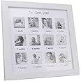 My First Year Photo Frame,12 Months Unique Picture Frame Moments Keepsake Photo Collage Keepsake Frame Impression Kit for Newborn Baby Shower Birthday Xmas Memories