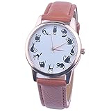 gaddrt Uhren, Lederband Analog Quarz Vogue Armbanduhren (Braun)
