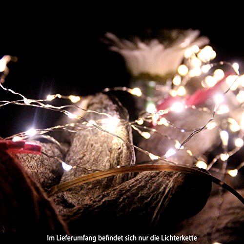 100CM LED LICHTERBÜNDEL MIT 70 WARM WEISSEN MICRO LED`s DRAHT LICHTERKETTE BATTERIE - 3