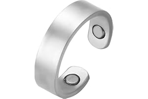 BioMag Magnetic Copper Rings for Women Men with 3500 Gauss Magnets 99.9% Solid Pure Copper,Adjustable Fingers Ring with Jewelry Box (Bright Silver)