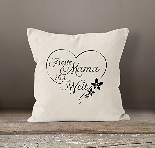Kissenbezug Beste Mama der Welt Geschenk für Mutter Muttertag 40×40 Baumwolle MoonWorks® natur Pullover - 2