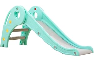 WDW Heart Design Kids Childrens Slide Green/Pink Indoor Outdoor Garden Toy Climbing Slide Steps