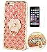 Produktbild Apple iphone 6 plus/6s plus Hülle mit Panzerglas,Ultra Slim 3D Bling Glitzer Silikon Transparent Soft TPU Silicone Case,Diamantgitter Krystall Clear Wasserdicht Shockproof Protection Durchsichtig Weichem Schutzhülle,Muster Glänzend Stoßdämpfend Thin Crystal Case Tasche Etui Bumper mit Rotation Diamant Ring Ständer Standfunktion Fallschutz für iphone 6 plus/6s plus 5.5Zoll-[blume rosa]+Panzerglas/Schutzfoile/Displayschutzfolie