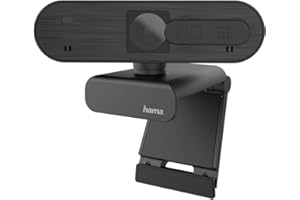 ‎HAMA Hama Webcam 1080p Full HD with Stereo Microphone (PC Webcam with Auto Focus and Intelligent Exposure for Home Office and Gaming, 360 Degree Swivel, with Camera Cover, 1/4 Inch Thread for Tripods)