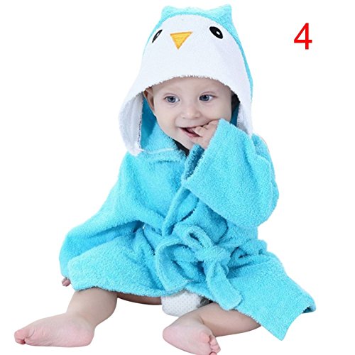 BOBORA Baby Infant Bathrobe Cute Animal Soft Hooded Towels Wrap Penguins