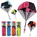 Produktbild 4 Stück Werfen Fallschirm Kinder, Centtechi Draußen Hand Verwicklung Frei Fallschirmspringer Spielzeug mit Soldat Outdoor Parachute Toy