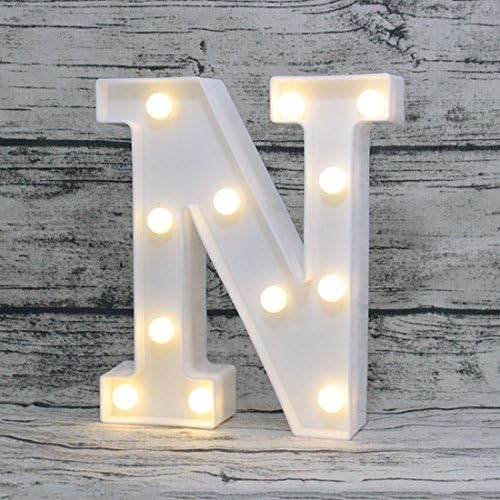 LED Letter Lights Marquee Alphabet Light Up Marquee Letters Sign For Wedding Birthday Party Battery Operated Christmas Night Light Lamp Home Bar Decoration (N)