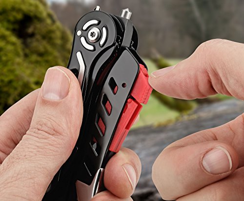 CampBuddy Multitool Mit 12 Outdoor- und Rettungsfunktionen + Nylon-Gürtelholster - 9