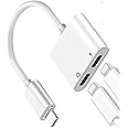 Dual Lightning Splitter for iPhone,[MFi Certified] iPhone Headphone Adapter 2 in 1 Dual Lightning Headphone Jack Audio + Charge Cable Compatible for iPhone 12/12 Pro/11/XS/XR/X 8 7/iPad/ iPod