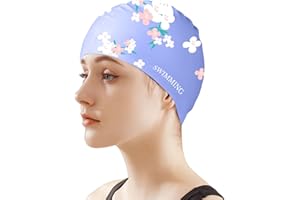 FUNOWN Badekappe Frauen, Silikon-Badekappen für langes Haar, rutschfeste, wasserdichte Badekappen für Damen und Erwachsene, bequeme Badekappe, Schwimmkappen, passend für lockiges, kurzes, mittellanges, dickes Haar