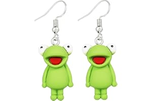 Sttiafay Creative Green Frog Earrings Dangle Drop Hook Earring Cute Earring Jackets Eardrop for Women Kids Gifts
