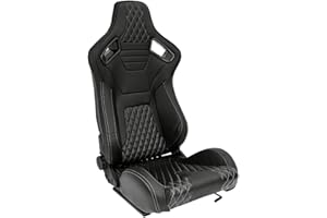 AUTO-STYLE Sedile Sportivo 'AK' - Finta pelle Nero + Cucitura Argento - reclinabile doppia regolazione - incl. Slitte