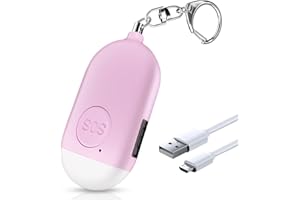 KIMFLY Persönlicher Alarm Schlüsselanhänger, Aufladbar Taschenalarm 130dB Laut Selbstverteidigung Sirene mit LED Lampe für Frauen Kinder Mädchen und ältere Menschen Rosa