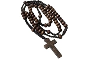 LAMALA Collana Con Rosario Con Croce Perline Legno Ornamenti Con Ciondoli Per Gioielli Sacri Per Decorazioni Per Feste Compleanno Festival Nozze Collana Con Rosario In Legno