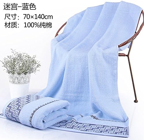 Suhang bath towel Bath Towel May Pass Through Adult Super-Absorbent Cotton Women'S Beauty Salons Increase Thereby Increasing Labyrinth 140X70Cm Skyblue Clocks