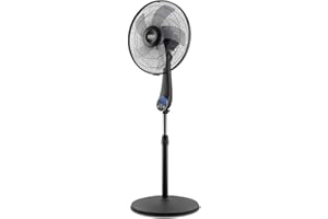 LUCE QUADRA Cfg Ventilatore Piantana, QUIET40 Silenzioso, 50W, 5 Velocità, 30 DB, Timer 8H, Telecomando, EV074