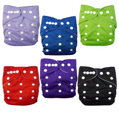 Alva Baby 6pcs Pack Washable Cloth Diaper with 2 Inserts Each (Netural Color) 6BMN (Baby/Babe/Infant - Little ones)
