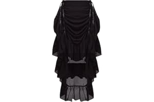 GRACEART Damska wiktoriańska spódnica steampunkowa, regulowana, falbana, gotycka, vintage, na Halloween, średniowieczny kostium wampira