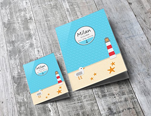 U-Heft Hülle SET Möwe Leuchtturm Untersuchungsheft Hülle & Impfpasshülle personalisierbar mit Namen & Geburtsdatum - 7