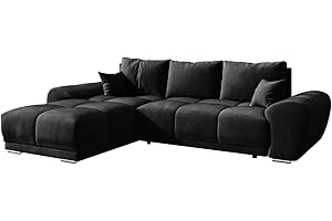‎BROMARKT BROMARKT NUBES Ecksofa - Eckcouch mit Schlaffunktion und Bettkasten - Wohnzimmer Couch - - Sofa L Form - Bettsofa - Möbel - Big - 294x184 cm - Graphit