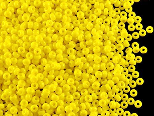 20gr 10/0 Preciosa Czech Round Glass Seed Beads, with round hole, Yellow Opaque