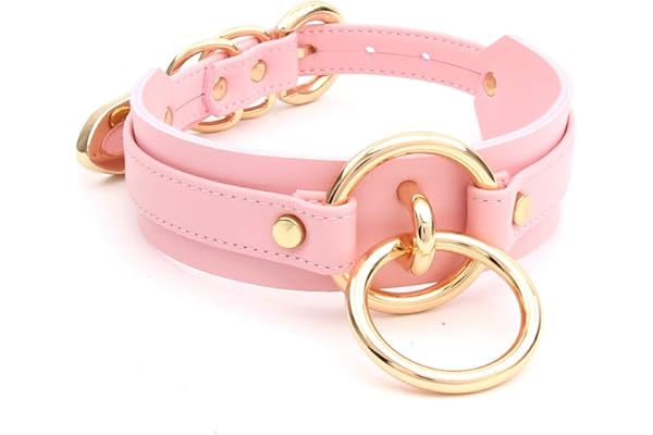lalatia Colliers Ras du Cou en Cuir Artificiel avec Anneau Métal O Ring pour Femme
