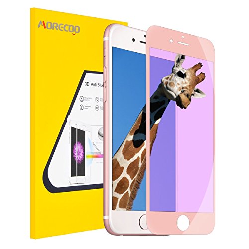 Iphone 6s Panzerglas, Morecoo 4.7inch 3D Blaus Licht UV-Filter Panzerglas Schutzfolie Karneval (iphone 6 6s, Rosegold)