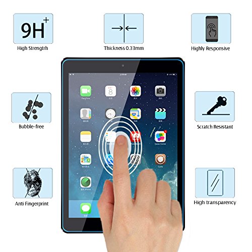 iPad Air 1/ 2 Panzerglas Schutzfolie, WEOFUN Ultra-klar iPad Air 2 Displayschutzfolie, Panzerfolie für iPad Air 1/ 2, iPad Pro 9.7 Panzerglas Folie [0.33mm, Anti-Kratzen, Anti Fingerprint, 9H Härte] - 2