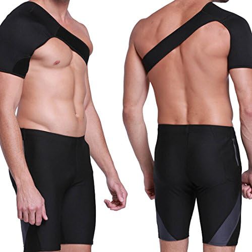 MTST Neoprene Adjustable Breathable Gym Sports Care Single Shoulder Support Back Brace Guard Strap Wrap Belt Band Pads Black Bandage Men&amp;Women