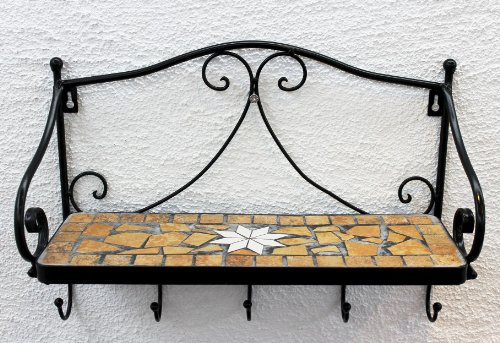 DanDiBo Wandregal Merano Mosaik 050550 aus Metall 41 cm Handtuchhalter Badregal mit Haken - 2