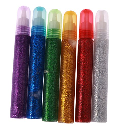 MagiDeal 6pcs Glitter Glue Glue Stifte Glitter Gelmalstifte – Dunkle Farbe - 9