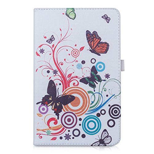 kwmobile Hülle für Huawei MediaPad T1 8.0 / Honor T1 – Tabletcover Slim Case Tablet Schutzhülle – Smart Cover Tabletcase Schmetterlinge Hippie Design Mehrfarbig Pink Weiß - 2