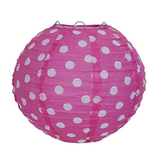 Clayre & Eef 6LAK0327S Lampenschirm Papier klein rosa Punkte weiß ca. Ø 20 cm