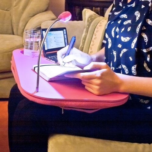 Relaxdays 10016334 Laptoptisch Knietablett mit LED-Licht und Getränkehalter, rosa - 8