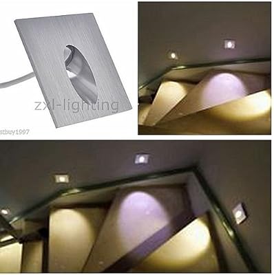 MHY 2pcs 1W Blanc Chaud LED Lampe Murale Encastrable Spot Carré Encastrable Coin Escalier Chemin pplique 230v AC 3000K