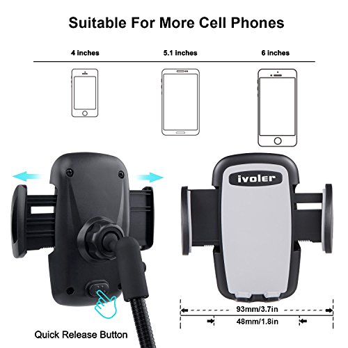 iVoler Supporto Portatile per Auto Ricarica Caricabatterie USB(Uscita Massima 3.1A), 2 in 1 Caricabatteria per auto con Rotazione a 360Â° per iPhone X / 8 / 8 Plus / 7 / 7 Plus / 6(s) / 6(s) Plus / SE / 5s / 5, Samsung Galaxy S9 / S9+ / S8 / S8+ / S7 / S7 Edge / S6 / S5 / J5 / A5, Asus Zenfone 3 / 4, Huawei, Google Nexus, LG, Nokia, Blackberry, Xiaomi, Lenovo, HTC, ecc. - Grigio/Nero