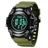 Digital Outdoor Sport Armbanduhr mit Schrittzähler Monitor Electronic für Jungen Herren Damen und Teenager Schritt Zähler Sport Uhren Meter wasserdicht Rad, Kompass Druck Höhe Thermometer Armee-grün